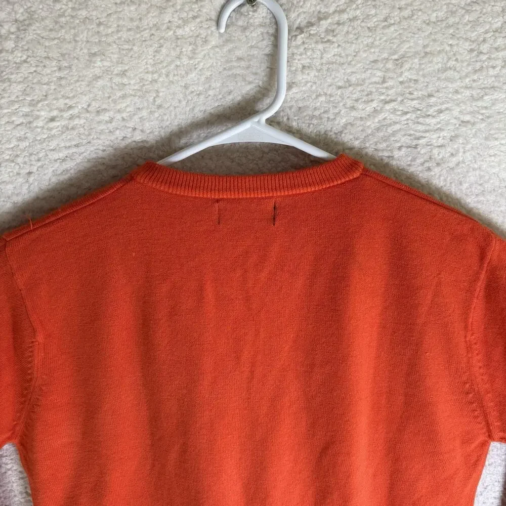 Vintage Polo Ralph Lauren Pullover Sweater Mens Large Orange V Neck Wool